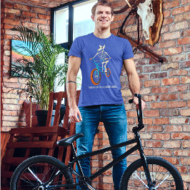 BMXバイクに乗ったスケルトンのカスタムキャプション グラフィック Tシャツ