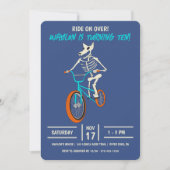 BMXバイクに乗ったワーウルフのスケルトン 男の子の誕生日 招待状 (正面)