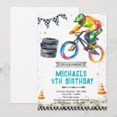 BMXバイクの誕生日パーティーの招待状 招待状 (正面/裏面)