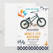 BMXバイクの誕生日パーティーの招待状 招待状 (正面/裏面)
