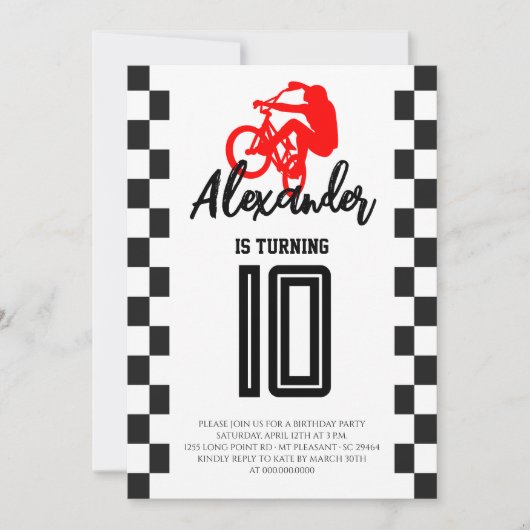 BMXバイクの誕生日パーティー 招待状 (正面)