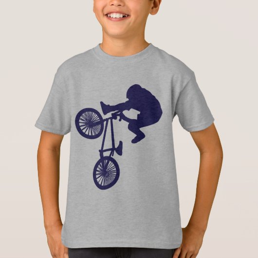 BMXバイクもしくは自転車に乗る人キャッチハイエア Tシャツ (正面)