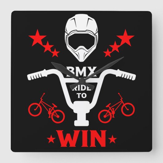 Bmxバイクもしくは自転車に乗る人フリースタイル スクエア壁時計 (正面)