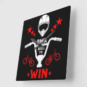 Bmxバイクもしくは自転車に乗る人フリースタイル スクエア壁時計 (傾斜)