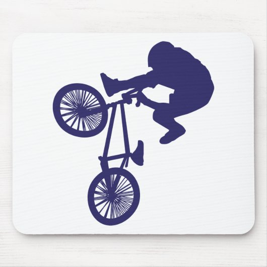BMXバイクもしくは自転車に乗る人 マウスパッド (正面)