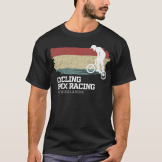 BMXバイクオランダフラグサイクリングサイクリングレースBM Tシャツ