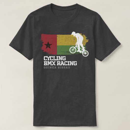 BMXバイクギニアビサウ国旗のサイクリングサイクリングレース Tシャツ (デザイン正面)