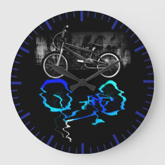 BMXバイクスポーツカラーリフレクション ラージ壁時計