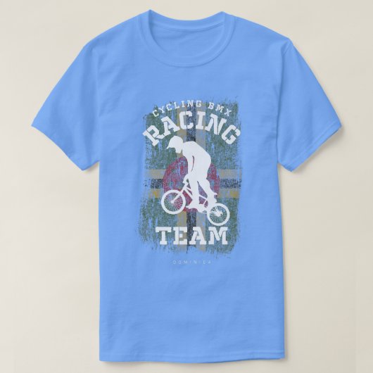 BMXバイクドミニカ国旗サイクリングサイクリングレースBMX Tシャツ (デザイン正面)