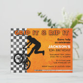 BMXバイクボーイズ誕生日パーティオレンジ 招待状 (スタンド正面)