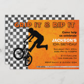 BMXバイクボーイズ誕生日パーティオレンジ 招待状 (正面/裏面)