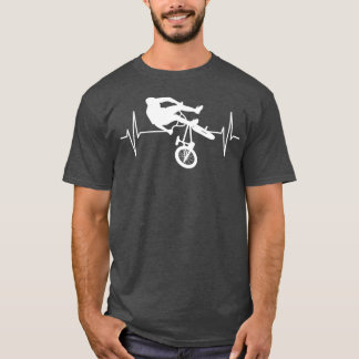 BMXバイクライダーハートビートラインモトクロスBMX Tシャツ