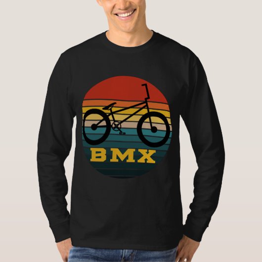 BMXバイクレトロサンヴィンテージサンセットフリースタイルライダー Tシャツ (正面)