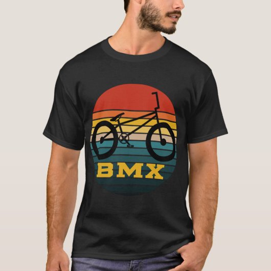 BMXバイクレトロサンヴィンテージサンセットフリースタイルライダー Tシャツ (正面)