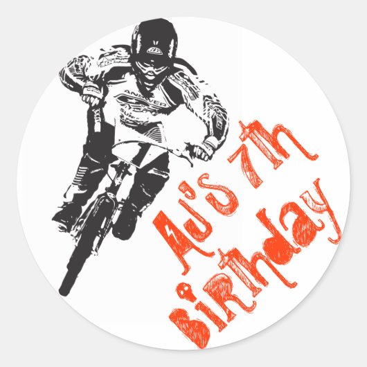 BMXバイク誕生日 ラウンドシール (正面)