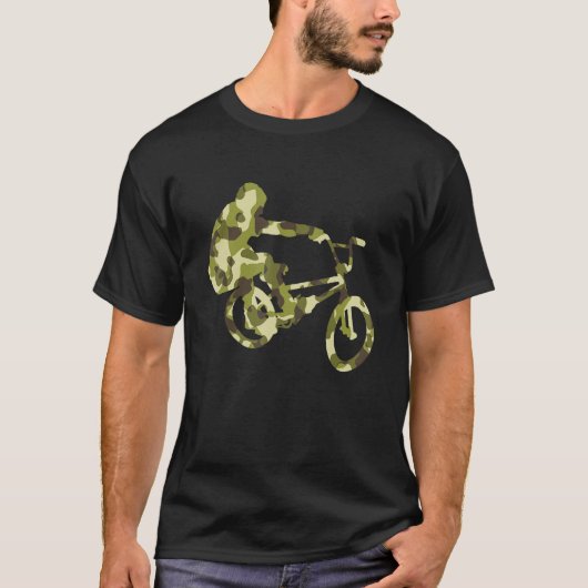 BMXバイク カモフラージュ レーサー バイカー Tシャツ (正面)