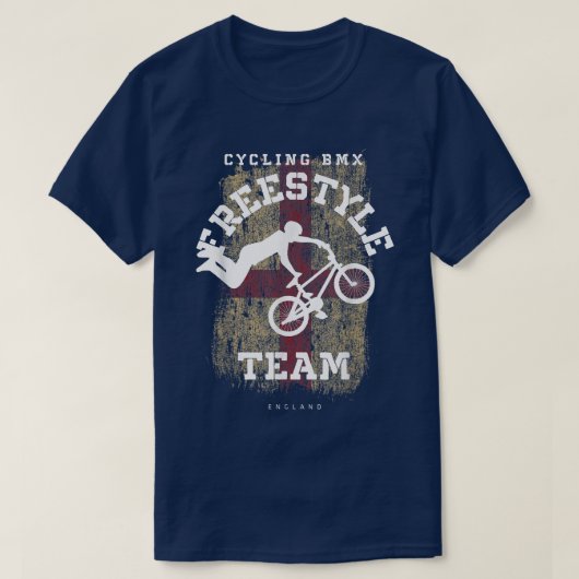 BMXフリースタイルバイクイングランドフラグサイクリングサイクリングBMX Tシャツ (デザイン正面)