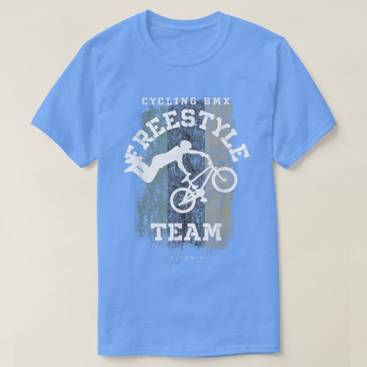 BMXフリースタイルバイクエストニア国旗のサイクリングサイクリングBMX Tシャツ (デザイン正面)