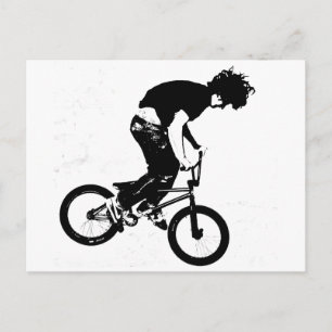 BMXライダーイン白黒 ポストカード