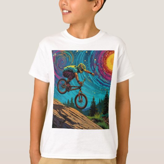 BMXライダーオンマウンテンスロープ Tシャツ (正面)