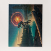 BMXライダーバイアフォレストレイク ジグソーパズル (縦)