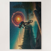 BMXライダーバイアフォレストレイク ジグソーパズル (縦)