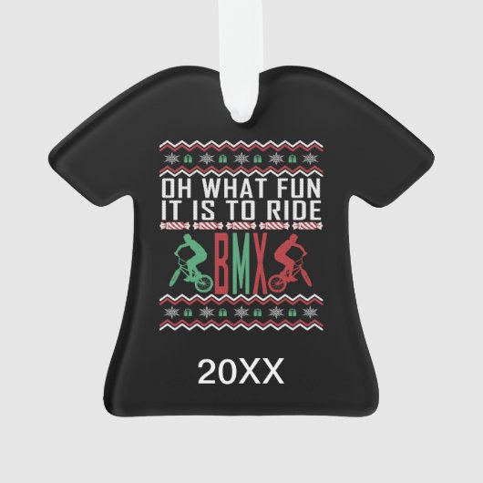BMXライダーパーソナライズされた醜いクリスマスセーター オーナメント (裏面)