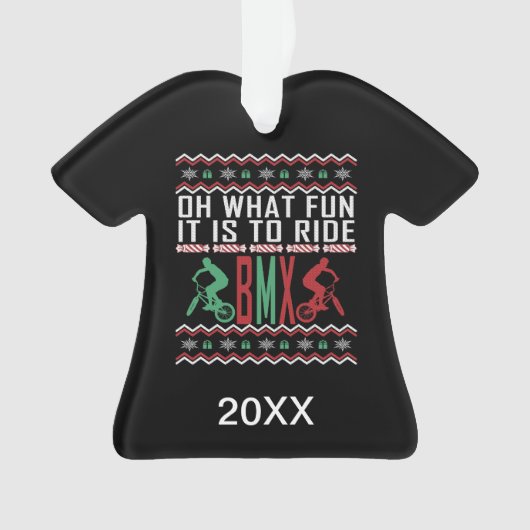 BMXライダーパーソナライズされた醜いクリスマスセーター オーナメント (正面)