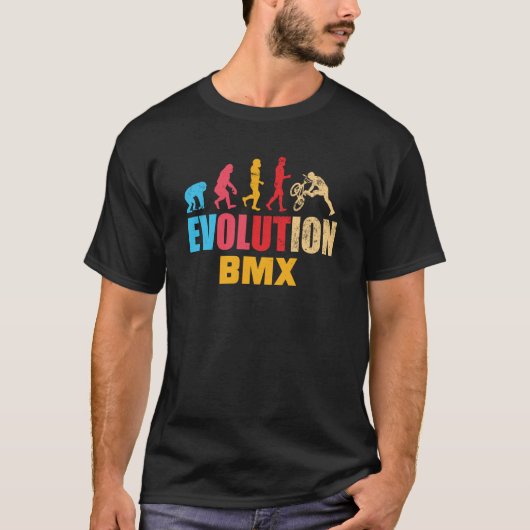BMX人間の進化ヴィンテージ旧学校自転車Cyc Tシャツ (正面)