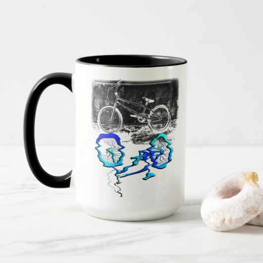 BMX自転車スポーツ色反射 マグカップ (ドーナツ付き)