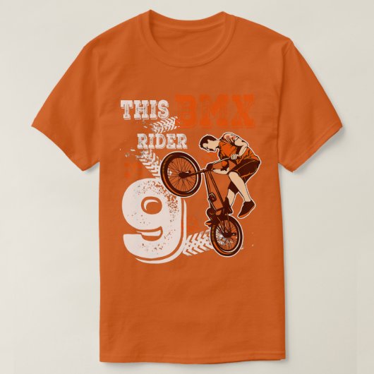 BMX誕生日9thバイクもしくは自転車に乗る人ギフト9年古いダートバイクP Tシャツ (デザイン正面)