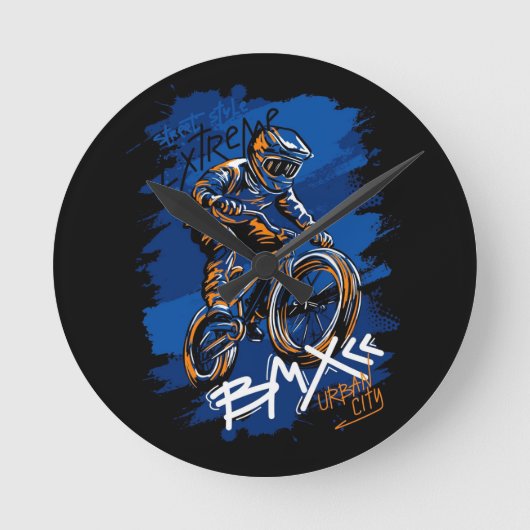 Bmx Bicycle Urban Graffiti streetwear  ラウンド壁時計 (正面)