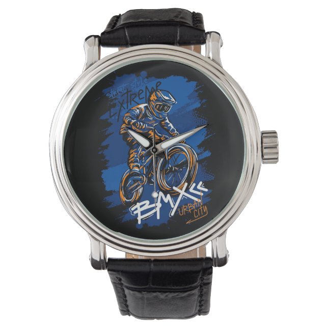 Bmx Bicycle Urban Graffiti streetwear  腕時計 (正面)