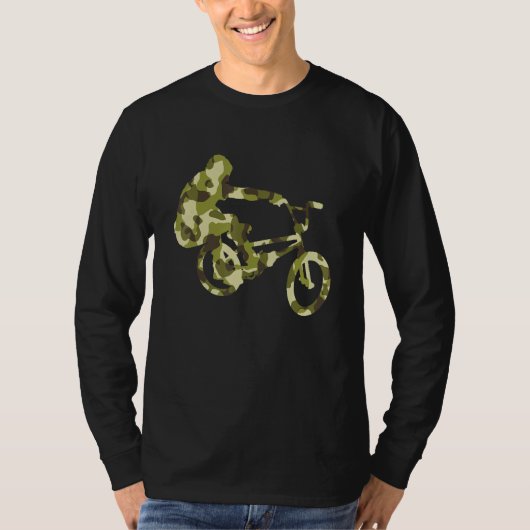 Bmx Bike Camo Racer Biker Tシャツ (正面)