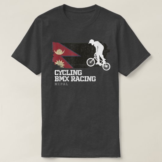 BMX Bike Nepal Flag Biking Cycling Racing BMX  Tシャツ (デザイン正面)