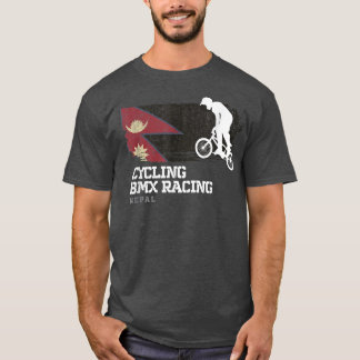 BMX Bike Nepal Flag Biking Cycling Racing BMX  Tシャツ