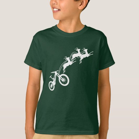 bmx mountain bike reindeer funny holiday xmas son  tシャツ (正面)