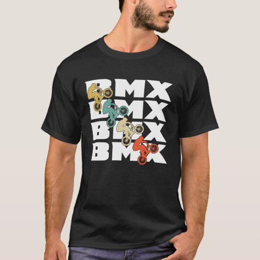 BMX Retro Bicycle Stunts BMX Bike Motocross Tシャツ (正面)