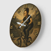BMX Rider Funny Mona Lisa Cyclist Gift ラージ壁時計 (傾斜)