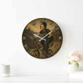 BMX Rider Funny Mona Lisa Cyclist Gift ラージ壁時計 (ホーム)