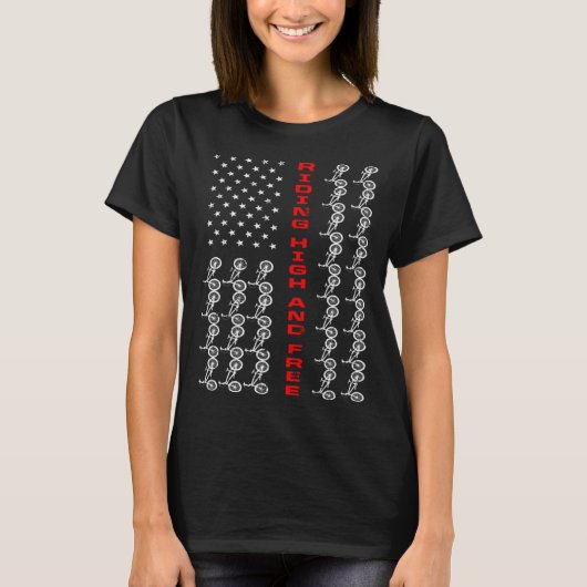 BMX US Flag Riding High And Free Tシャツ (正面)