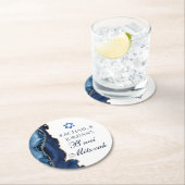 B'nai エレガント(ユダヤ教の)バル・ミツバーネイビーブルー金ゴールドアゲートパーティー ラウンドペーパーコースター (インサイチュ)