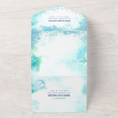 B'nai(ユダヤ教の)バル・ミツバーターコイズウォーターカラー金ゴールドパーティー はっきりした オールインワン招待状 (外側)