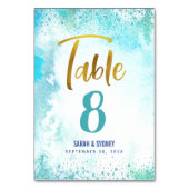 B'nai(ユダヤ教の)バル・ミツバーターコイズウォーター色金ゴールドスクリプト テーブルナンバー (裏面)