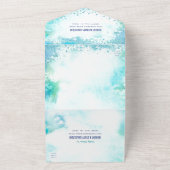 B'nai（ユダヤ教の）バル・ミツバーターコイズ水カラー金ゴールドスクリプト オールインワン招待状 (外側)