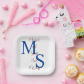 B'nai(ユダヤ教の)バル・ミツバーホワイトブルーブルゴーニュ名モノグラム ペーパープレート (パーティー)