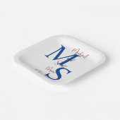 B'nai(ユダヤ教の)バル・ミツバーホワイトブルーブルゴーニュ名モノグラム ペーパープレート (傾斜あり)