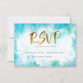 B'nai(ユダヤ教の)バル・ミツバーモダン金ゴールドターコイズ水彩 出欠カード (正面)