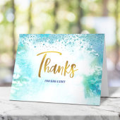 B'nai(ユダヤ教の)バル・ミツバー金ゴールドスクリプトターコイズ水彩 サンキューカード