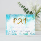 B'nai(ユダヤ教の)バル・ミツバー金ゴールドターコイズウォーターカラーエントレ 出欠カード (スタンド正面)